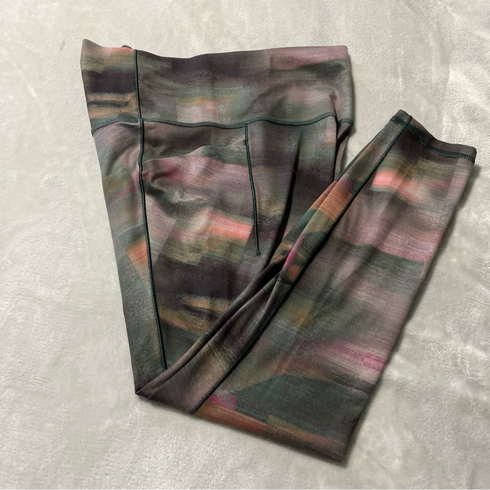 Athleta Leggings Medium Womens Salutation Stash Printed Tight Workout Gym Yoga